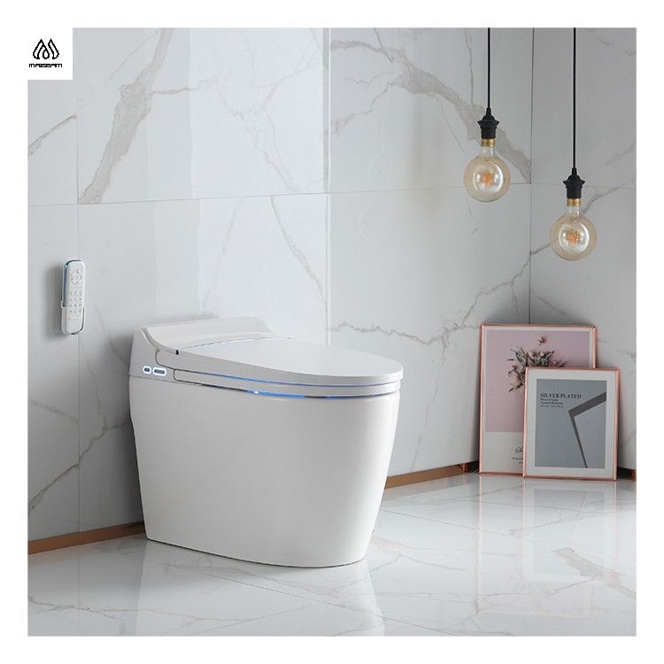 Modern Automatic Flush Intelligent Toilet Remote Control Floor Mounted P-Trap