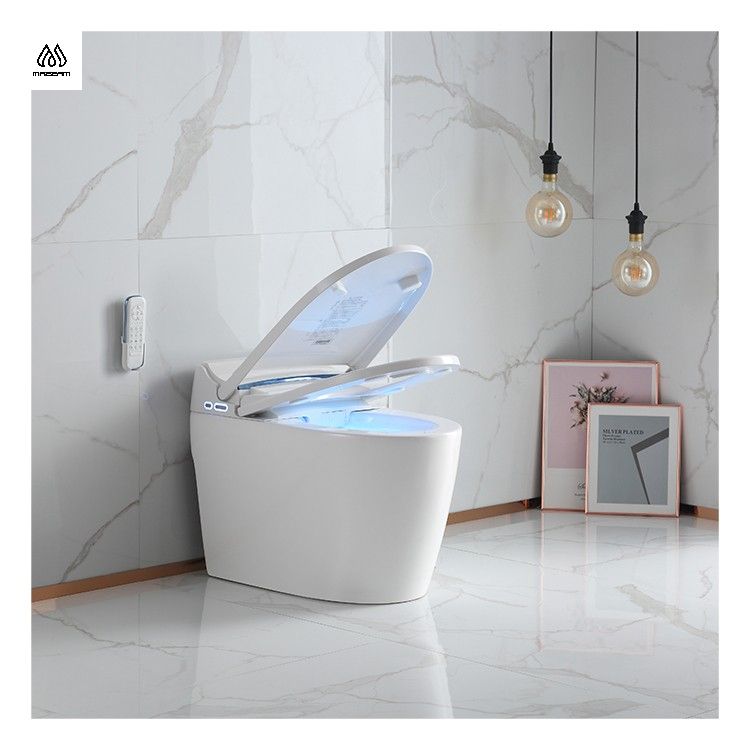Modern Automatic Flush Intelligent Toilet Remote Control Floor Mounted P-Trap